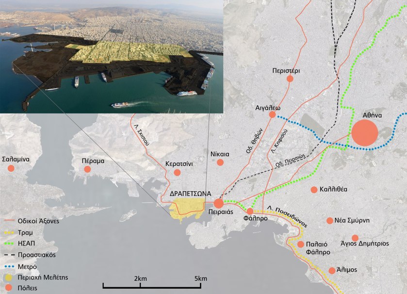 Εικόνα 1: Θέση της Δραπετσώνας - Αποκλεισμός από το παραλιακό μέτωπο