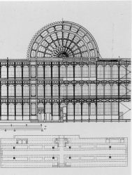Τα σχέδια για το διάσημο Crystal Palace του Robet Paxton. Ένα επίτευμα της επανάστασης στην τεχνολογία των κατασκευών της βιομηχανικής εποχής. Χτίστηκε για να στεγάσει την έκθεση του 1851 στο Λονδίνο.