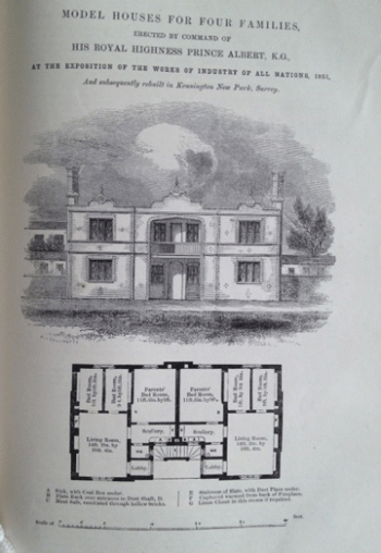 Μοντέλο κατοικιών για τέσσερις οικογένειες που παρουσιάστηκε στην έκθεση του 1851